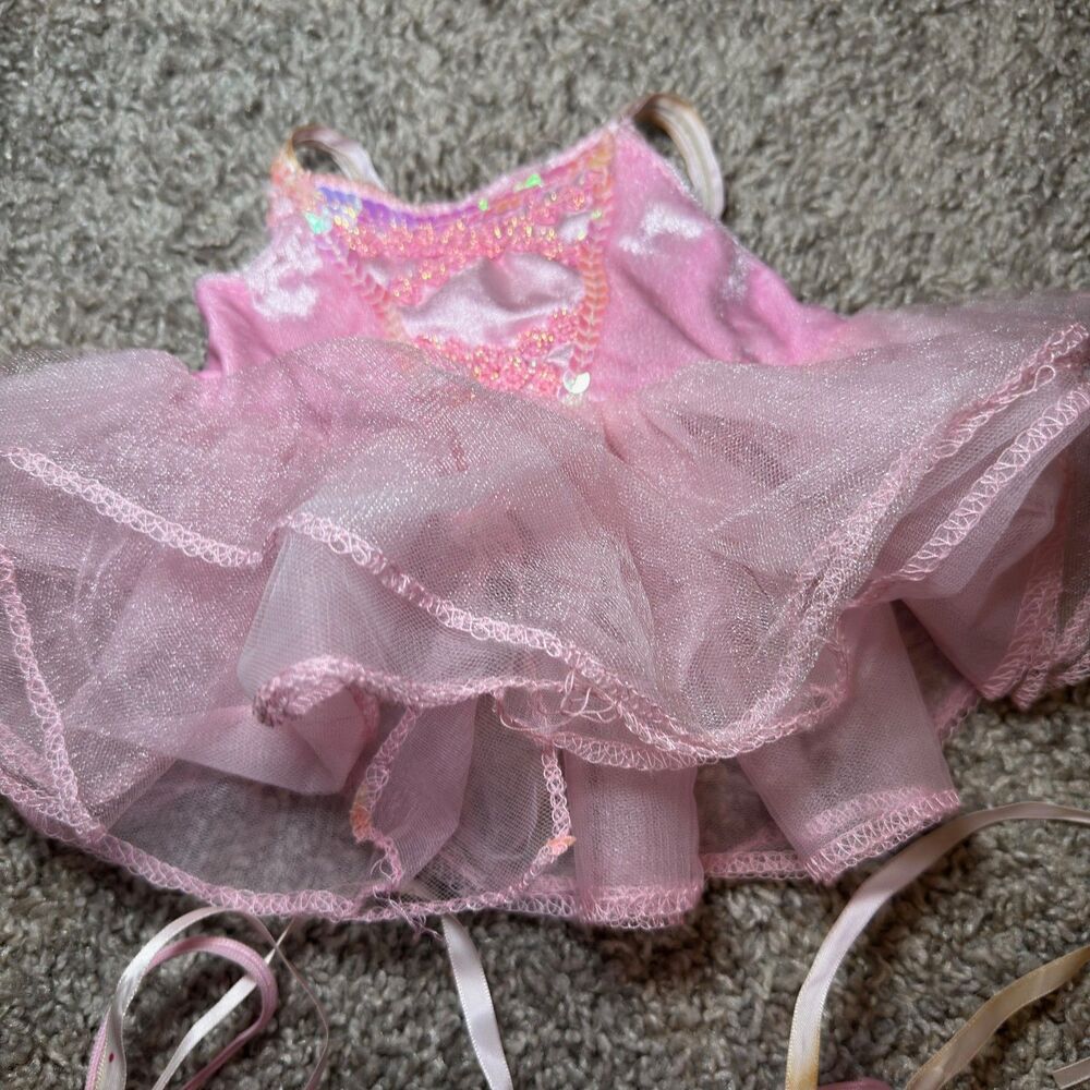 Build a Bear Ballerina Dress Pink Tutu Sparkle w/ Shoes Stuffed Animal Outfit - Picture 2 of 10